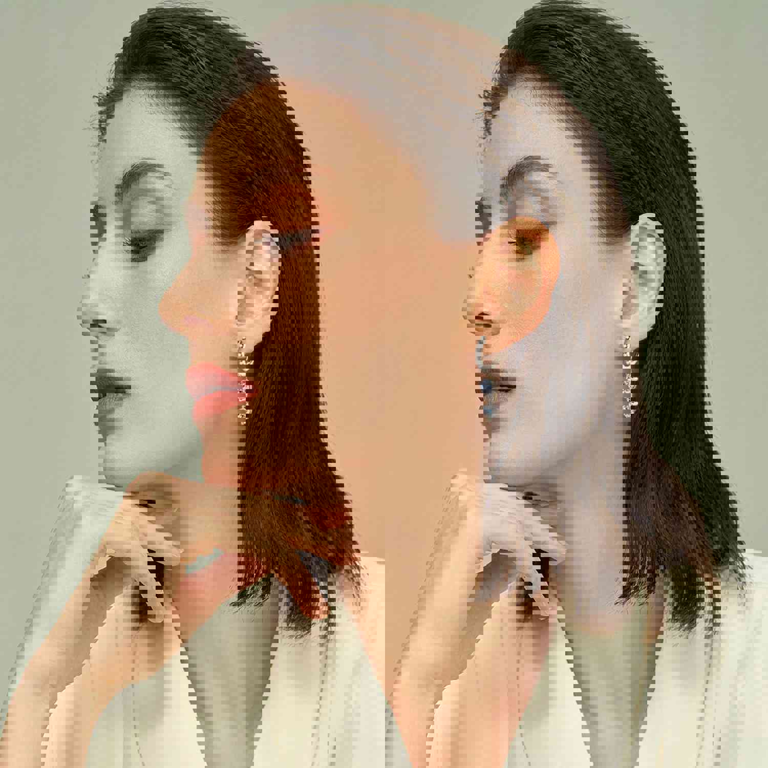 Anziw 4mm 5mm Round Moissanite Long Tassel Earrings - 925 Sterling Silver Women's Hoop Dangle Earrings