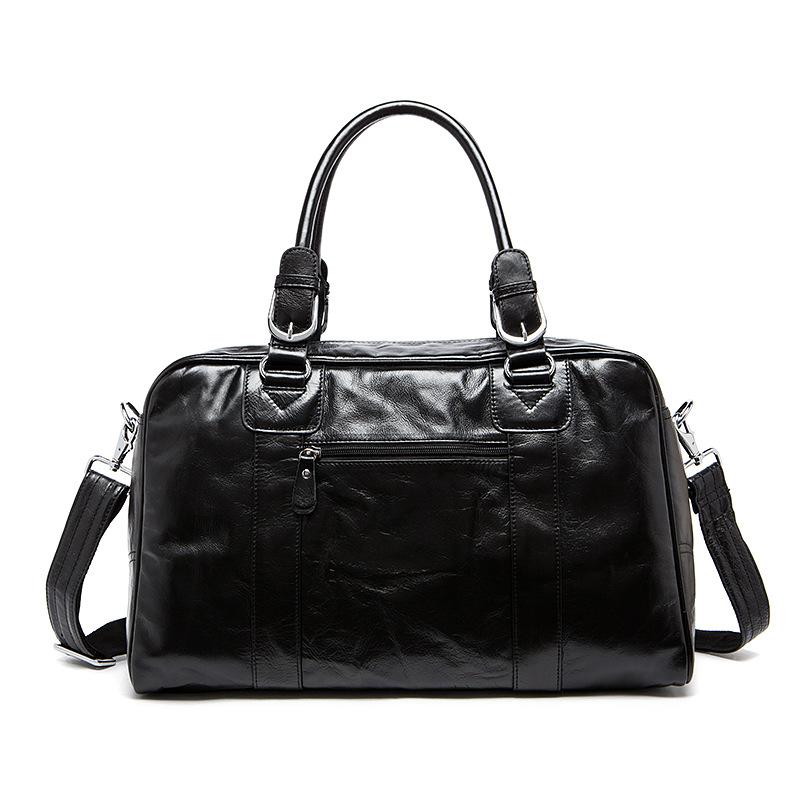 Leather Men Black Large Travel Bag Overnight Weekender Business Bag