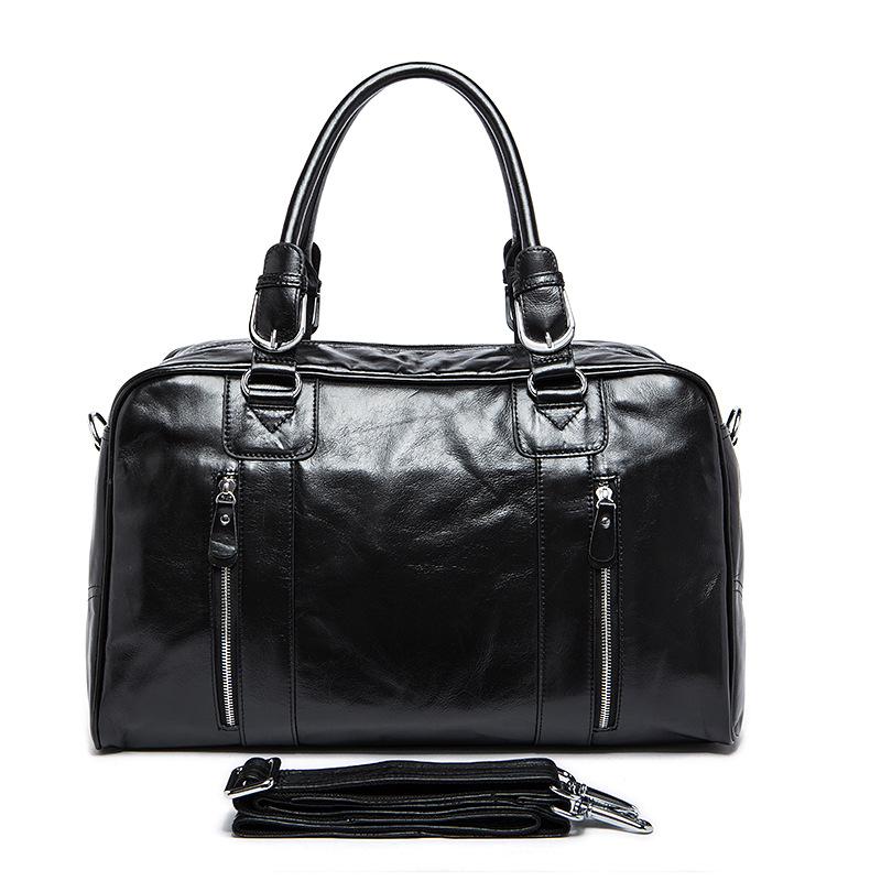 Leather Men Black Large Travel Bag Overnight Weekender Business Bag