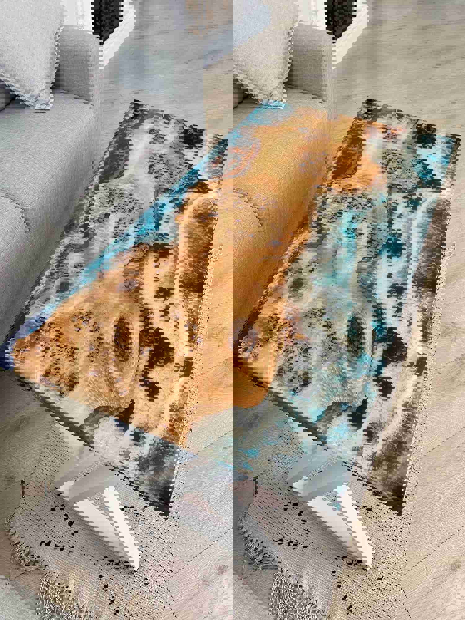 Modern Rectangular Epoxy Resin Coffee Table