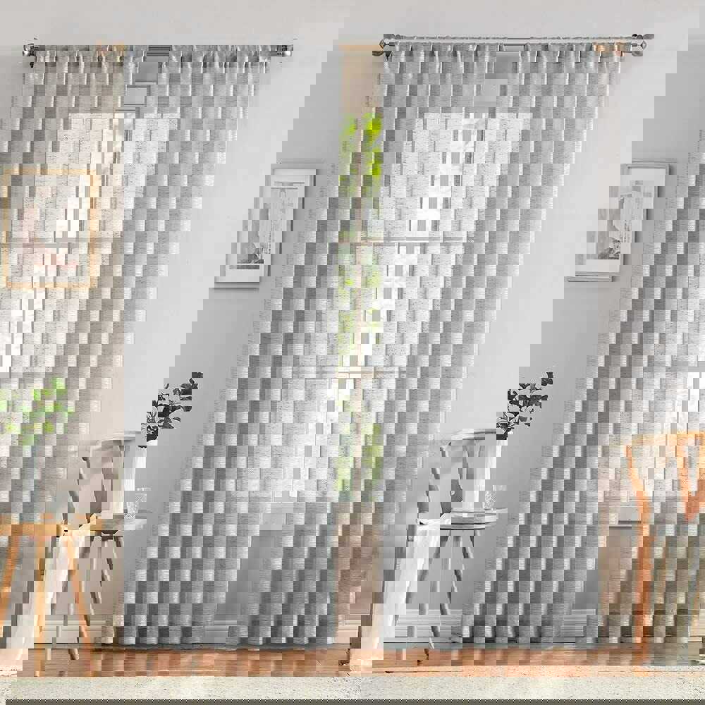 Linen Textured Sheer Curtains Rod Pocket Drapes for Bedroom (2 Panels)