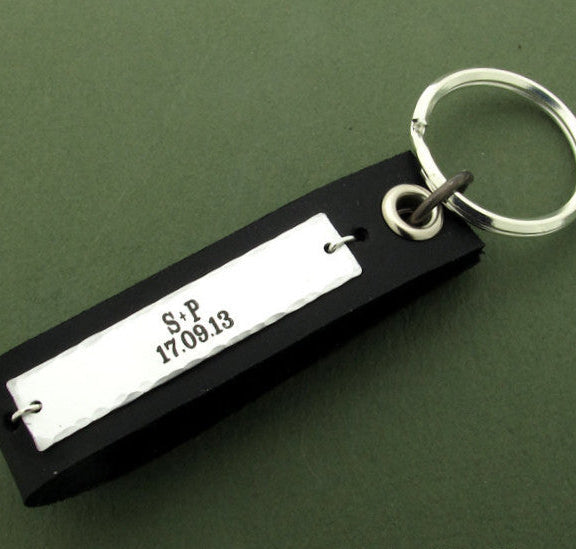 Personalized Leather Keychain for Men - Custom Engraved Gift