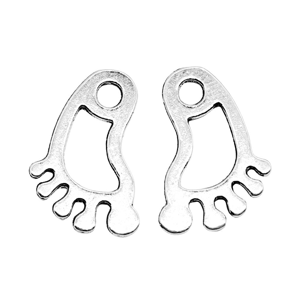 20pcs Antique Silver Foot Charms for Jewelry Making