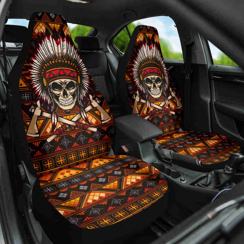 Skull Native American Car Seat Covers - Custom-Made & Durable