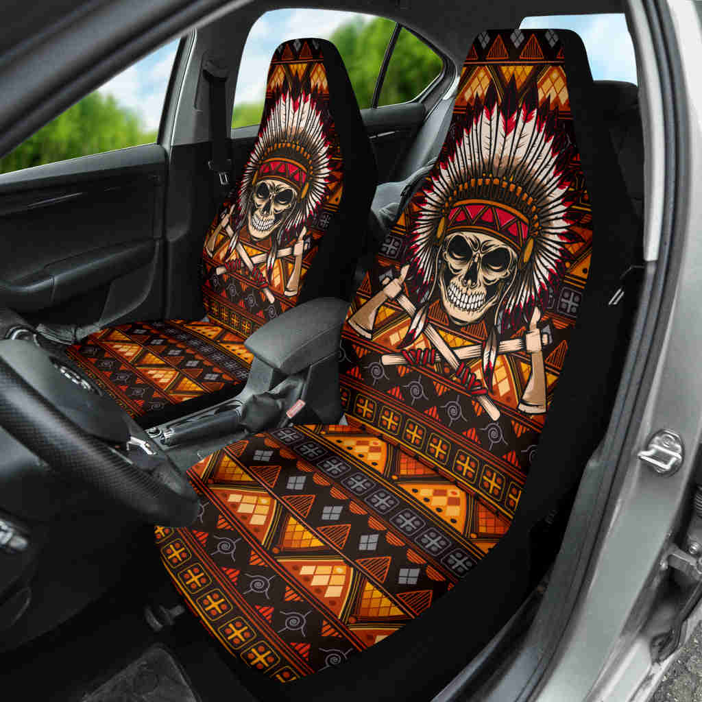 Skull Native American Car Seat Covers - Custom-Made & Durable