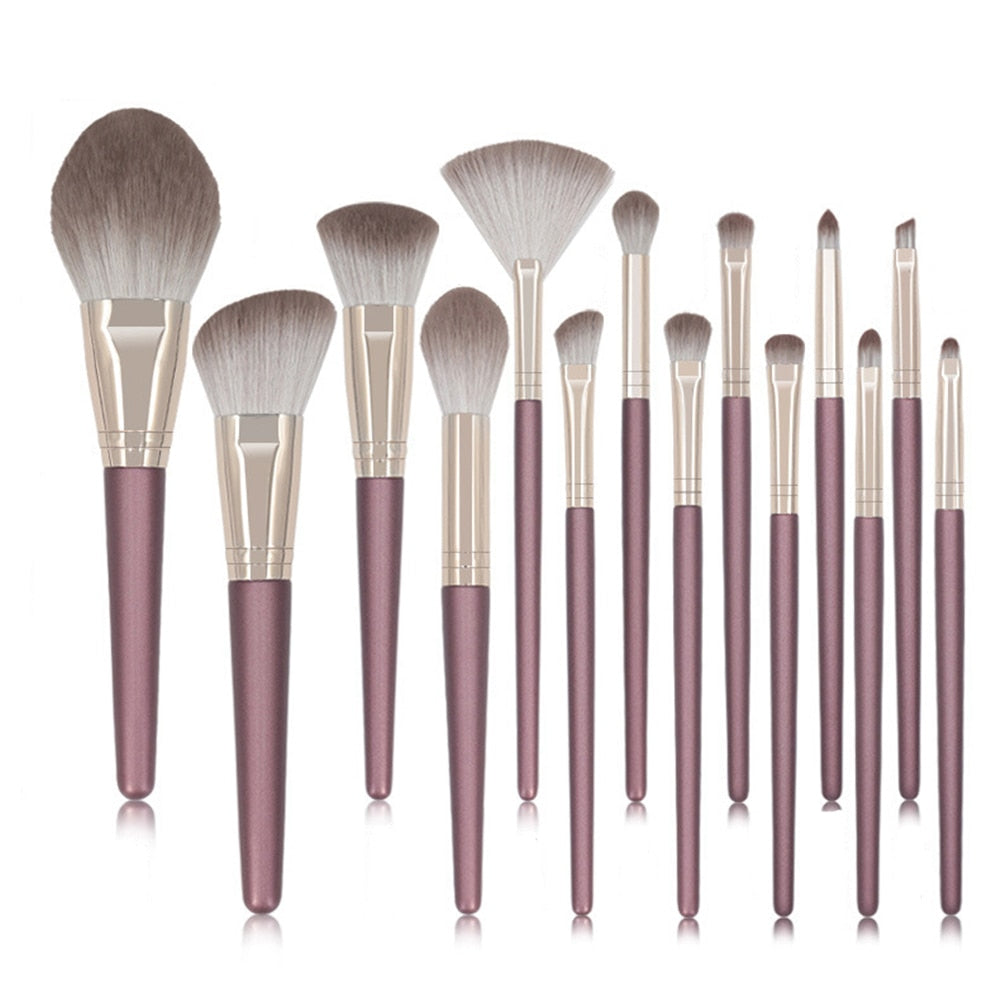 14pcs Professional Green Makeup Brushes Set - Soft Synthetic Hair for Foundation, Blush, Eyeshadow & More