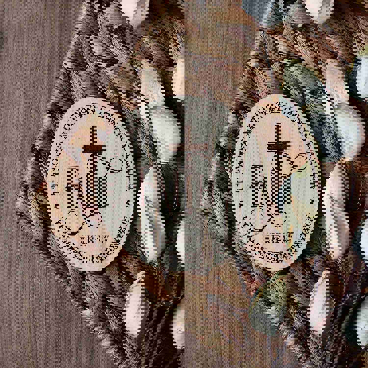 Faith Christian Cross Coasters - Religious Wedding/Anniversary Gift with Bible Verse Luke 1:37