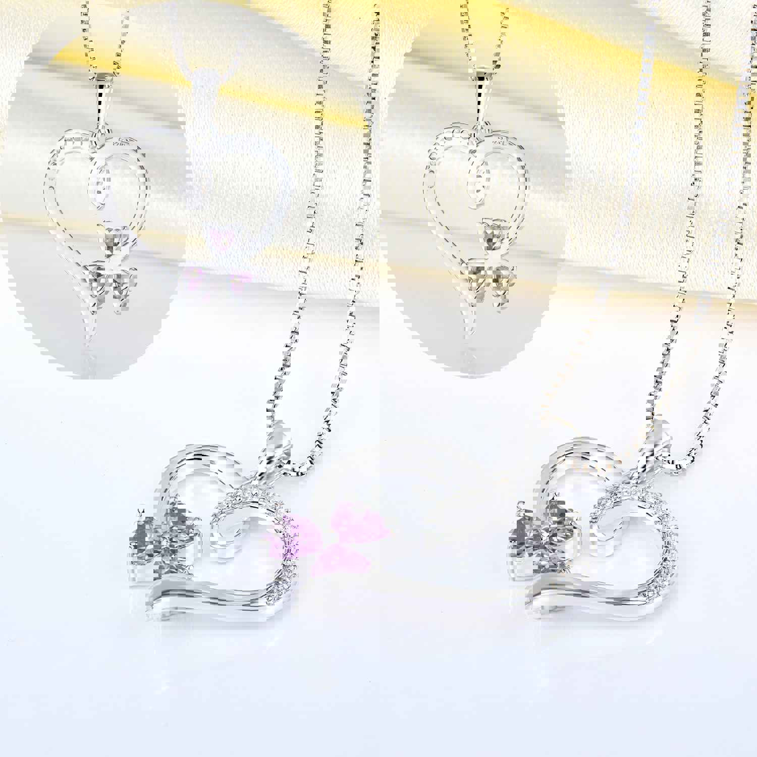 Yeelery Shamrock Heart Pendant Necklace - 925 Sterling Silver with 18K White Gold Plated