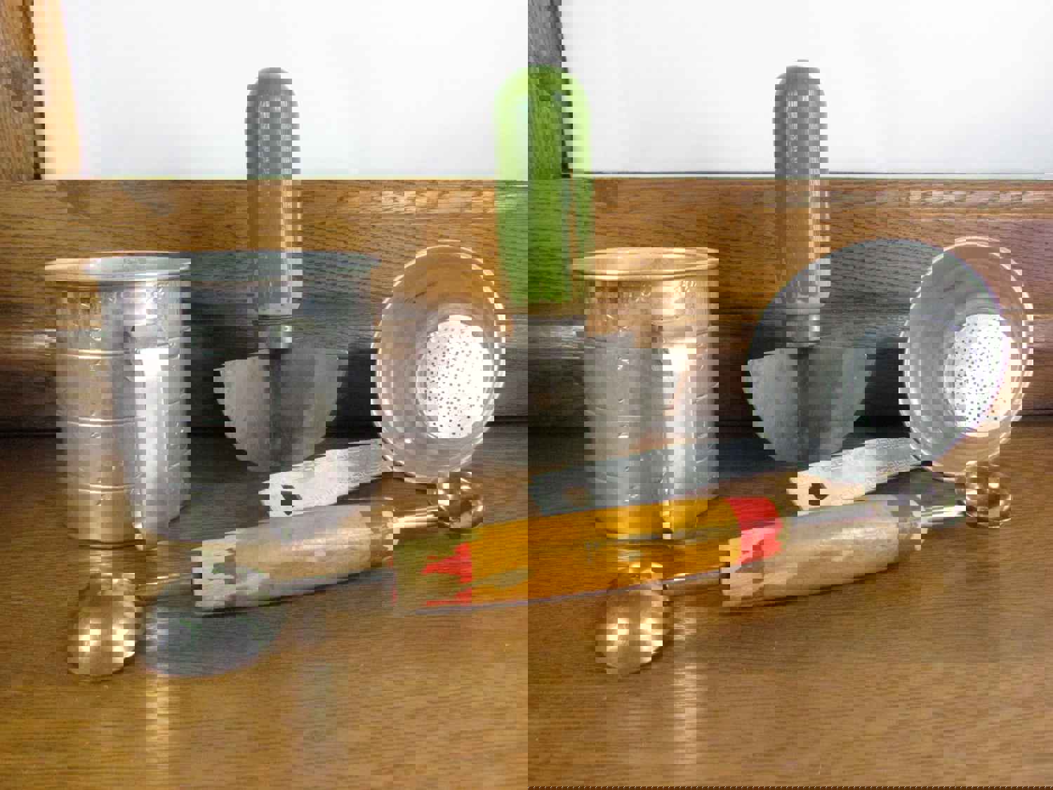 Vintage Kitchen Gadget Set - Measuring Cup, Strainer, Melon Ball, 4 Blade Chopper