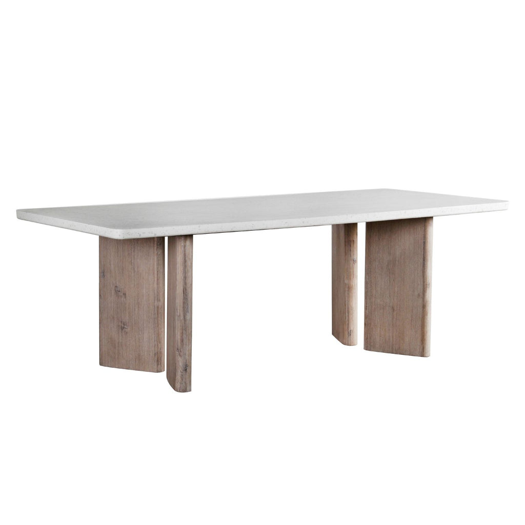 Milley White Terrazzo and Antique Acacia Rectangular Dining Table