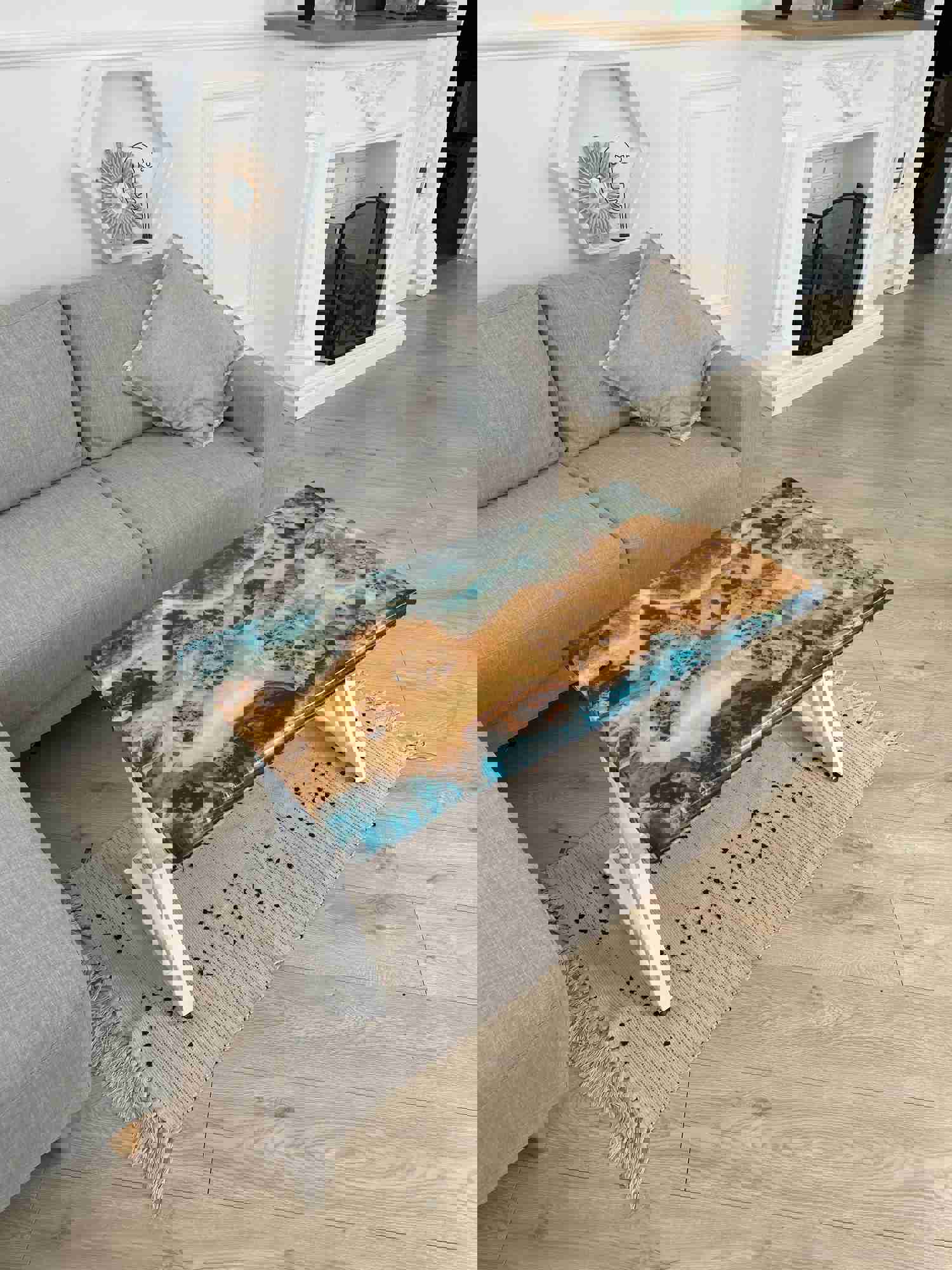 Modern Rectangular Epoxy Resin Coffee Table