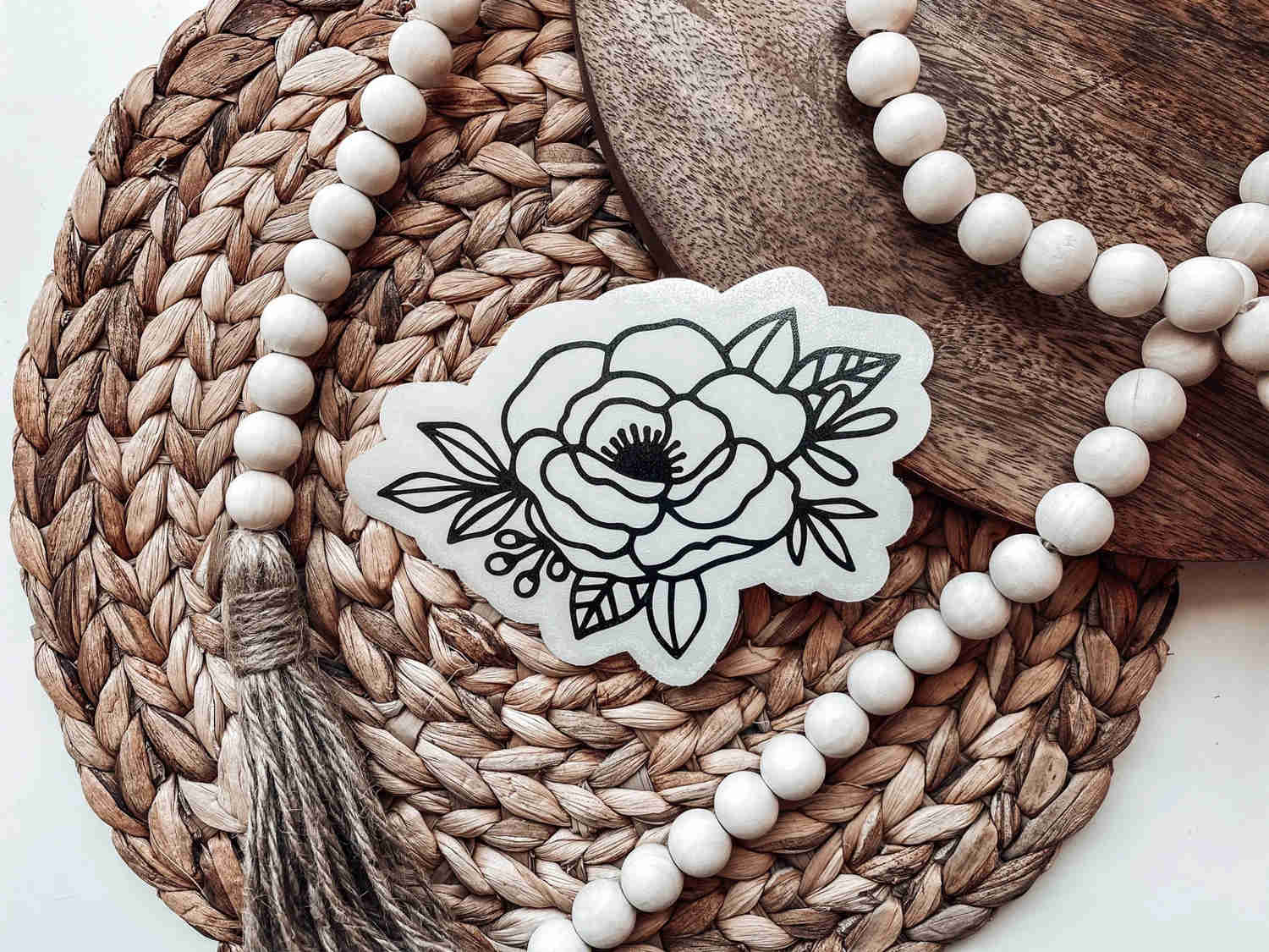 Floral Line Art Vinyl Decal for Multiple Surfaces