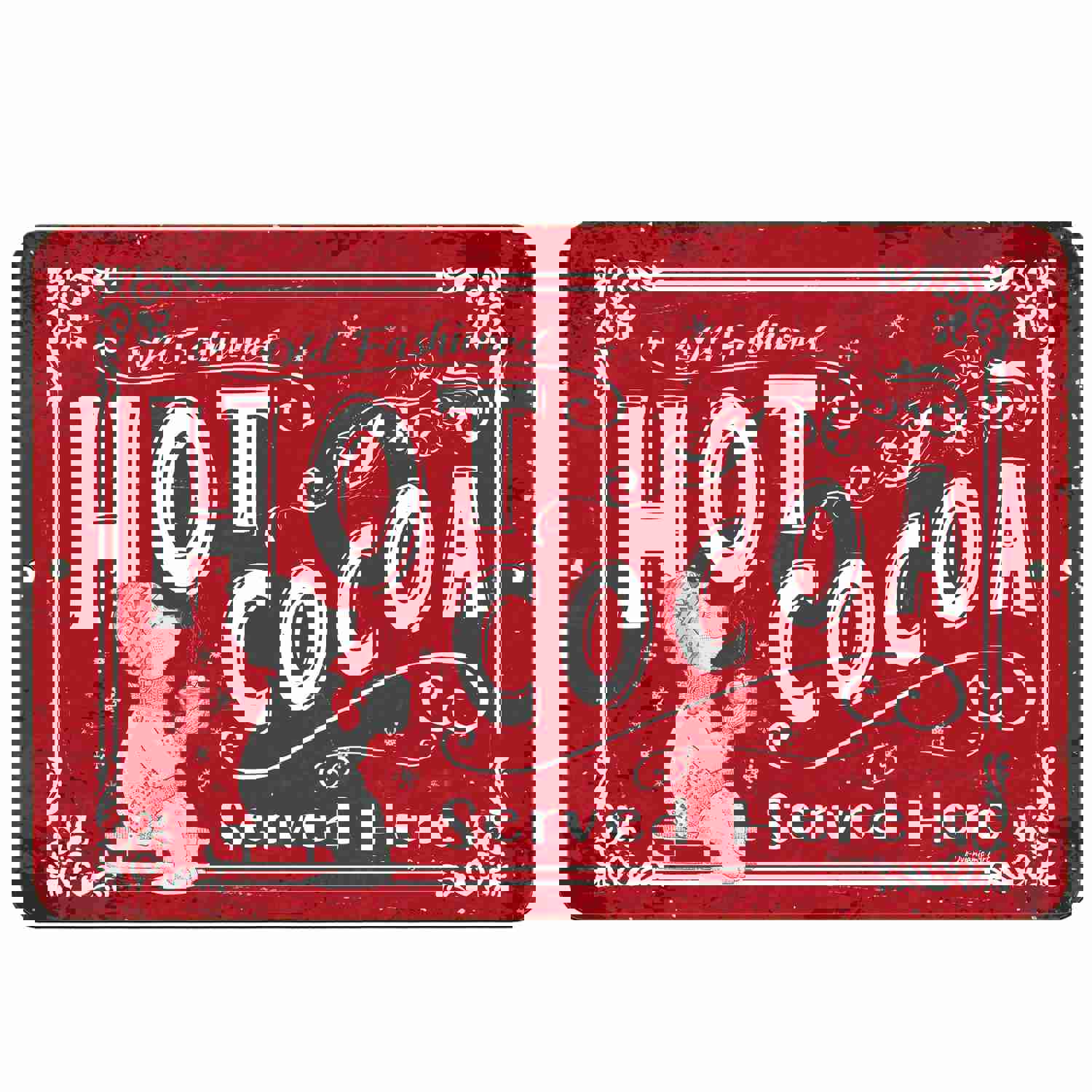 Old Fashioned Hot Cocoa - Red Nostalgic Kitchen Metal Sign