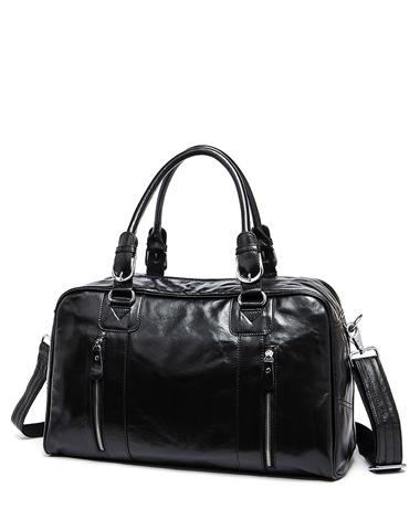 Leather Men Black Large Travel Bag Overnight Weekender Business Bag