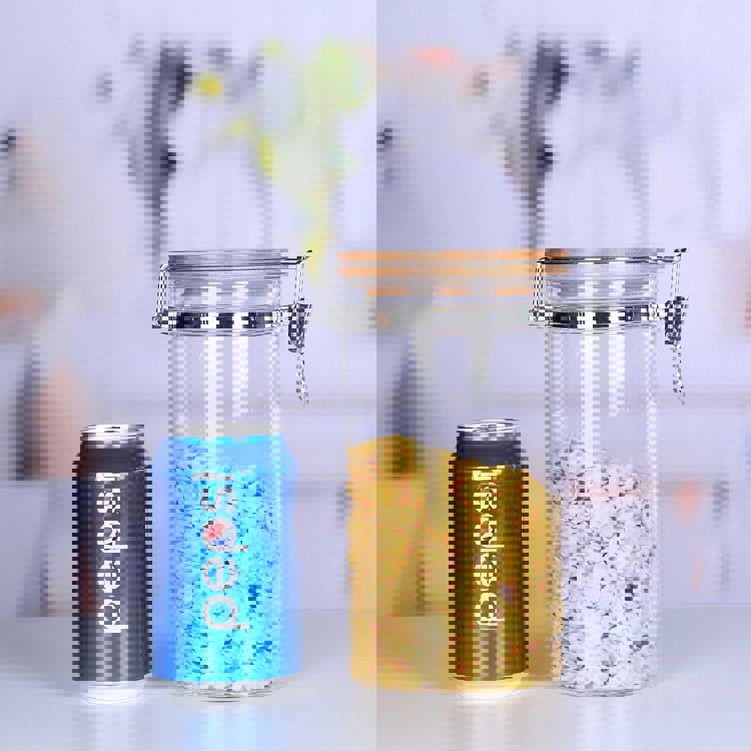 KKC Clear Borosilicate Glass Food Storage Jar with Bamboo Lid - 40 floz (1200 ML)