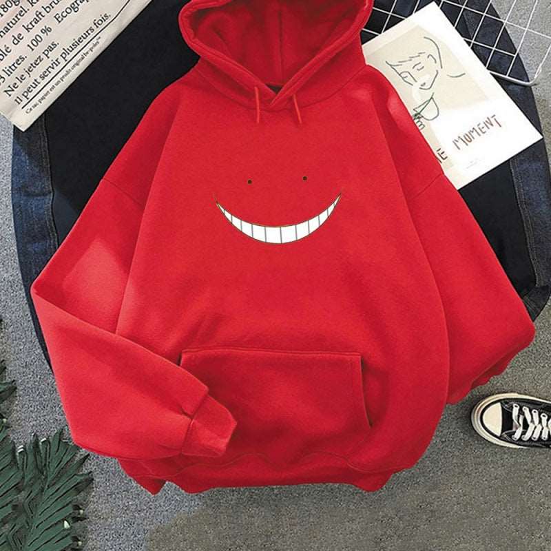 Fine-Lined Smiley Face Hoodie