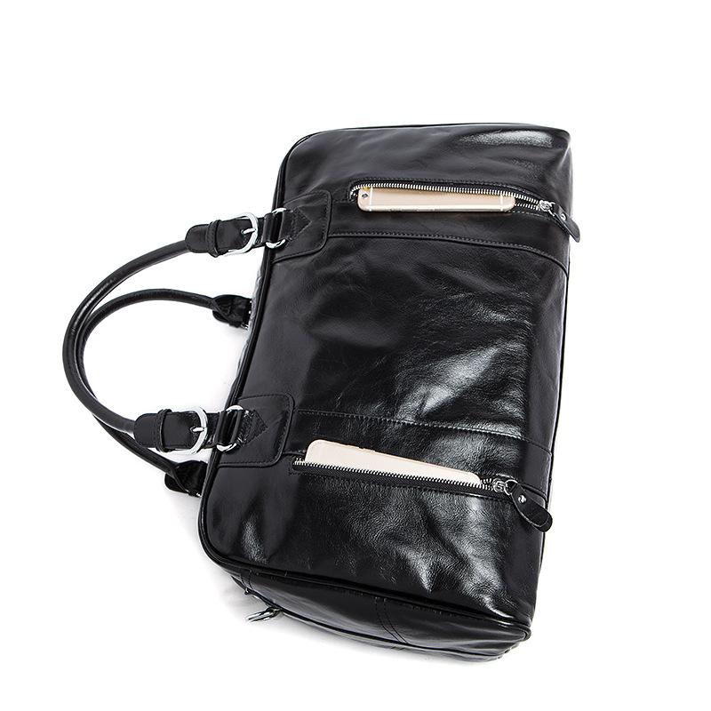 Leather Men Black Large Travel Bag Overnight Weekender Business Bag