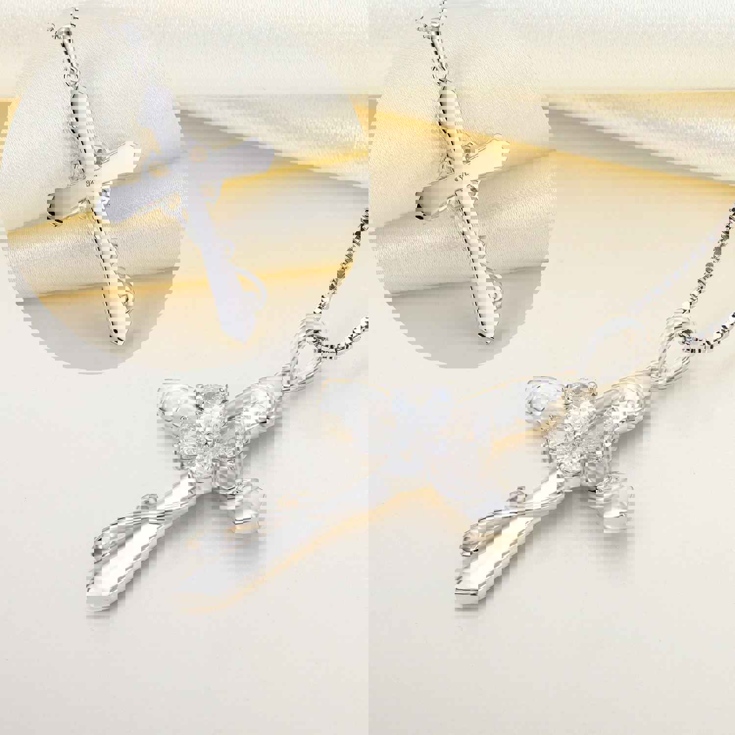 Yeelery Butterfly Cross Necklace - Elegant 925 Sterling Silver Jewelry