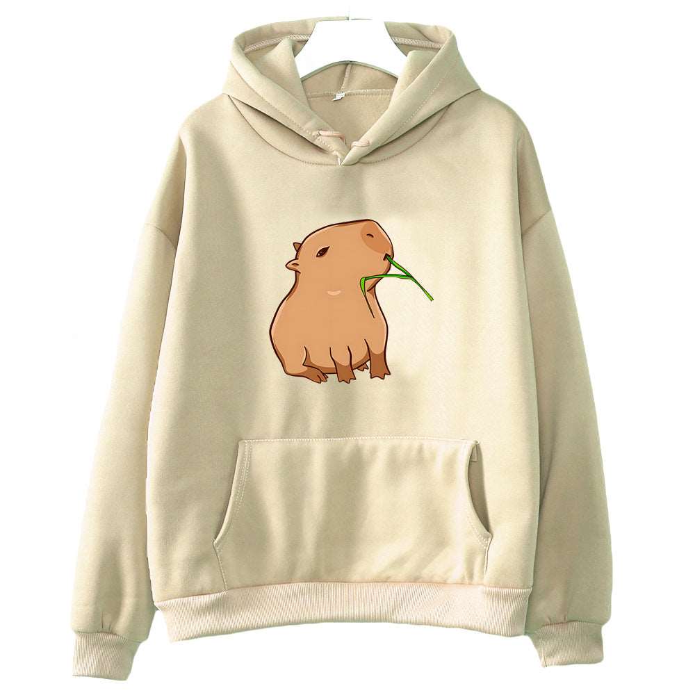 Oversized Capybara Hoodie - Comfortable Pullover with Round Neck