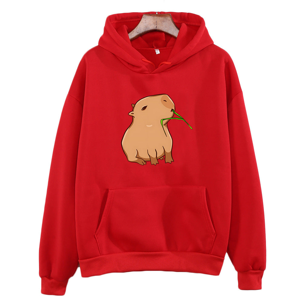 Oversized Capybara Hoodie - Comfortable Pullover with Round Neck