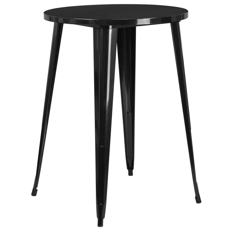 Flash Furniture Philip Commercial Grade 30 Round Black Metal Indoor-Outdoor Bar Height Table