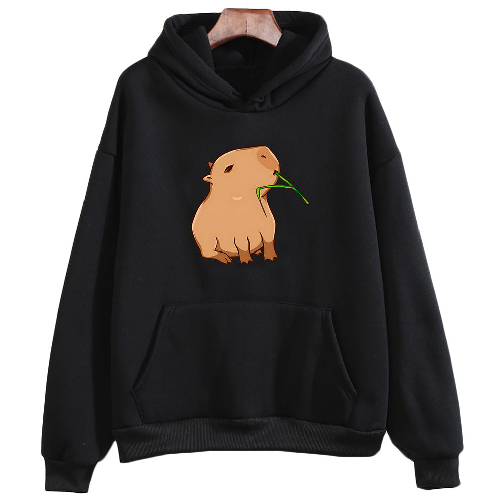 Oversized Capybara Hoodie - Comfortable Pullover with Round Neck