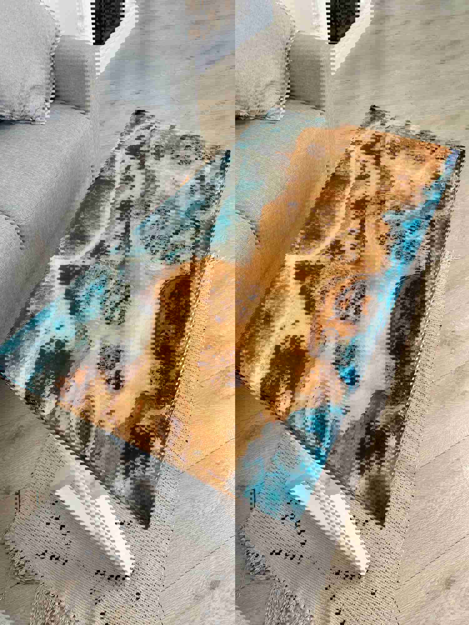 Modern Rectangular Epoxy Resin Coffee Table