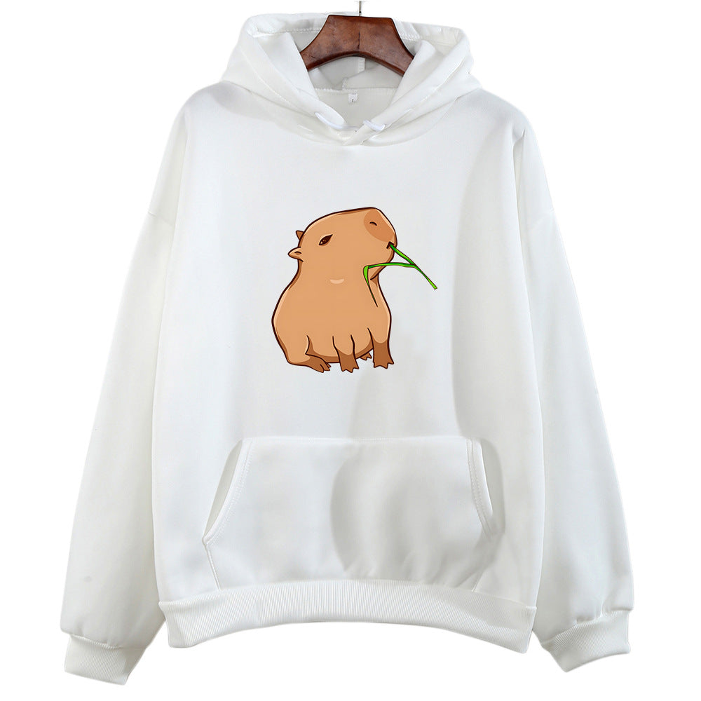 Oversized Capybara Hoodie - Comfortable Pullover with Round Neck