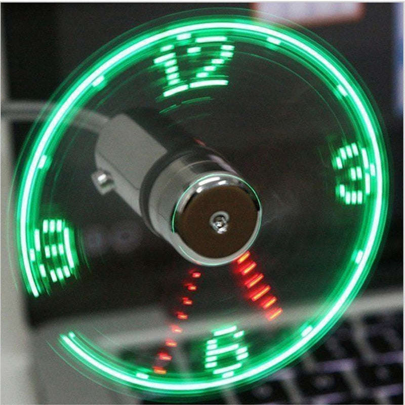 LED Clock USB Fan - Portable Mini Fan with Flexible Gooseneck for Laptop & PC
