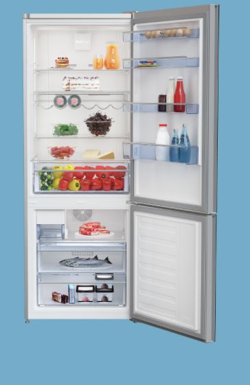 Beko BFBF2715GSIM 27 Inch Freezer Bottom Black Glass Refrigerator with Auto Ice Maker