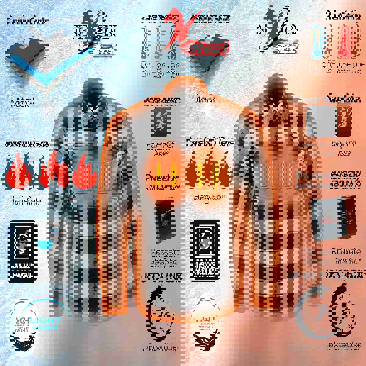 Nexgen Heat NXM1601SET Men's Heated Flannel Shirt for Outdoor Activities