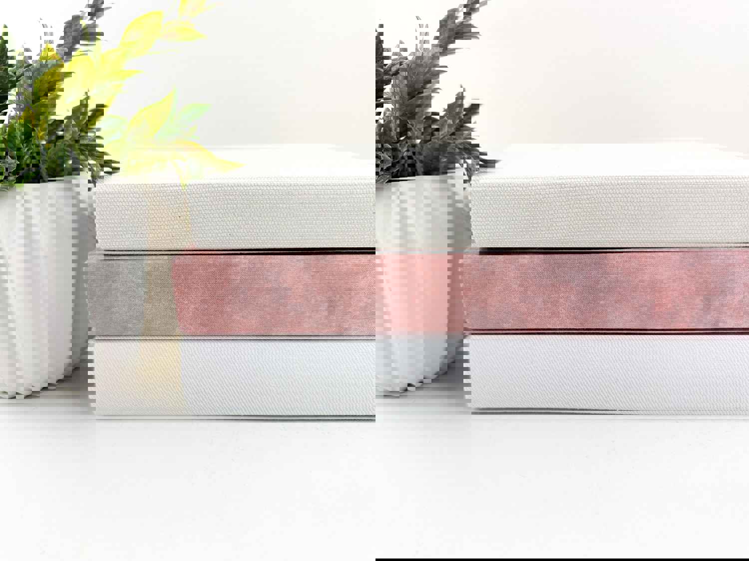 Pink Decorative Fabric-Wrapped Books for Living Room and Shelf Decor