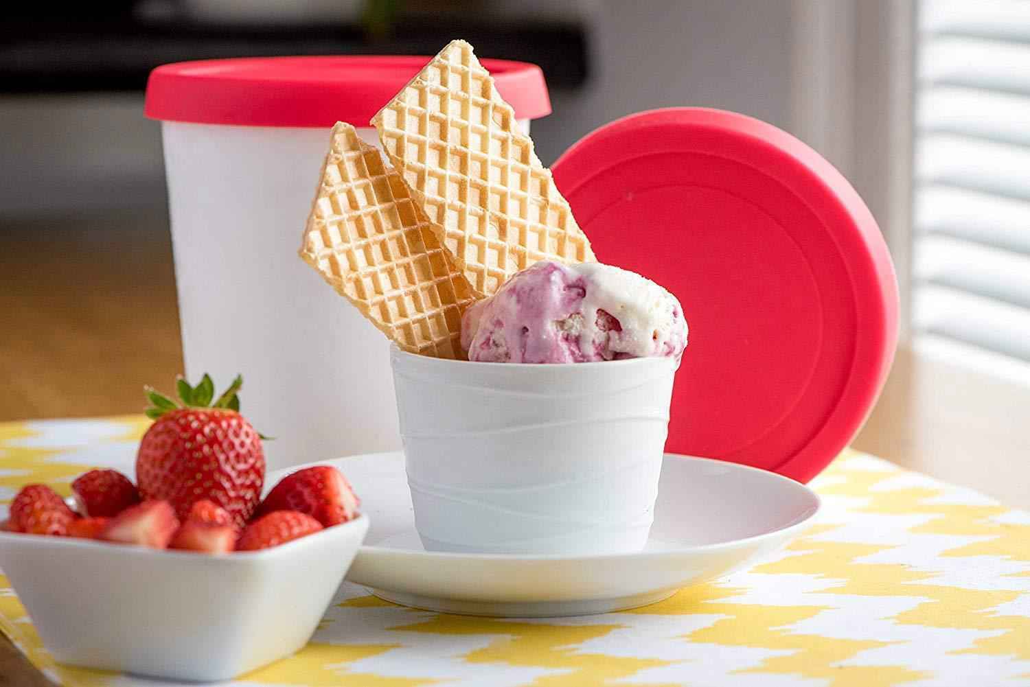 StarPack Premium Ice Cream Freezer Storage Containers - Set of 2 with Silicone Lids