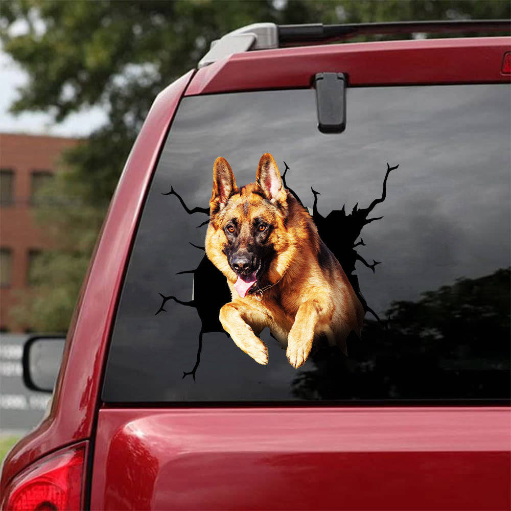 German Shepherd Crack Stickers For Cars - The Cutest Big Stickers First Anniversary Gift