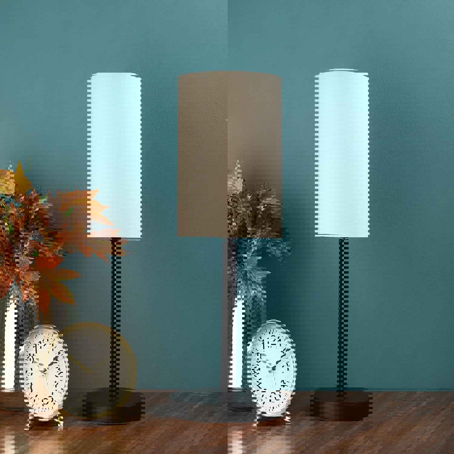 BTR CRAFTS Raven Black Metal Table Lamp with Cylinder Lampshade