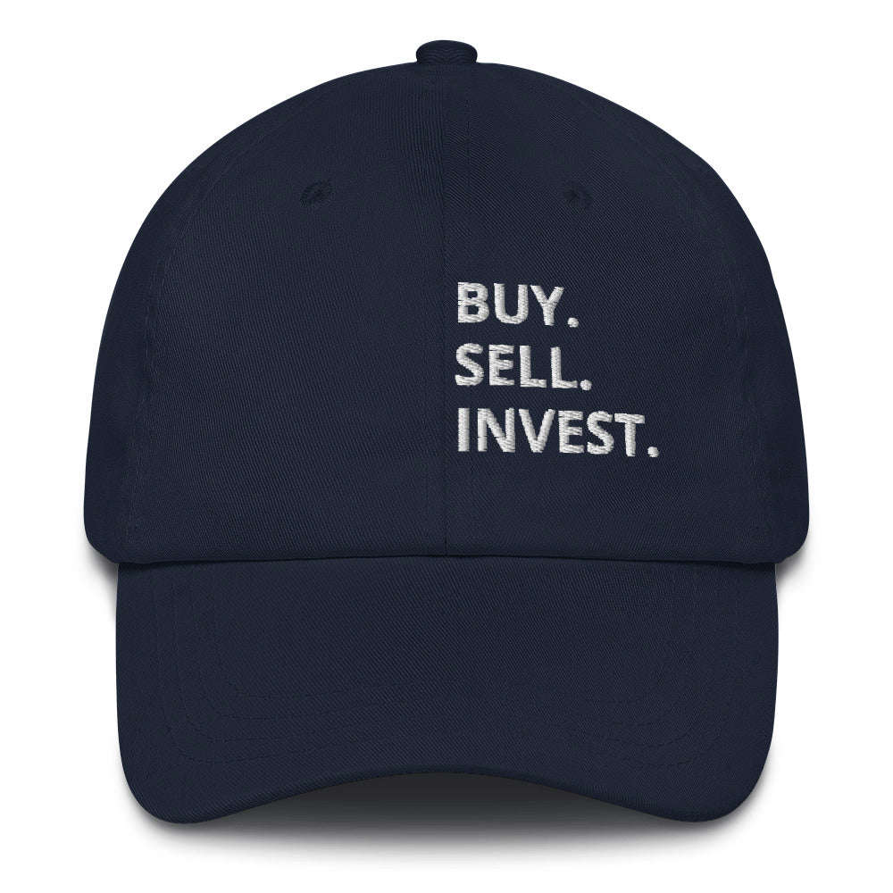Buy. Sell. Invest. Vertical Dad Hat - Adjustable Low Profile Cap