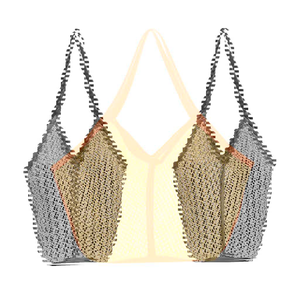 Lkblock Fashion Rattan Women Shoulder Bags - Straw Woven Casual Tote for Summer & Beach