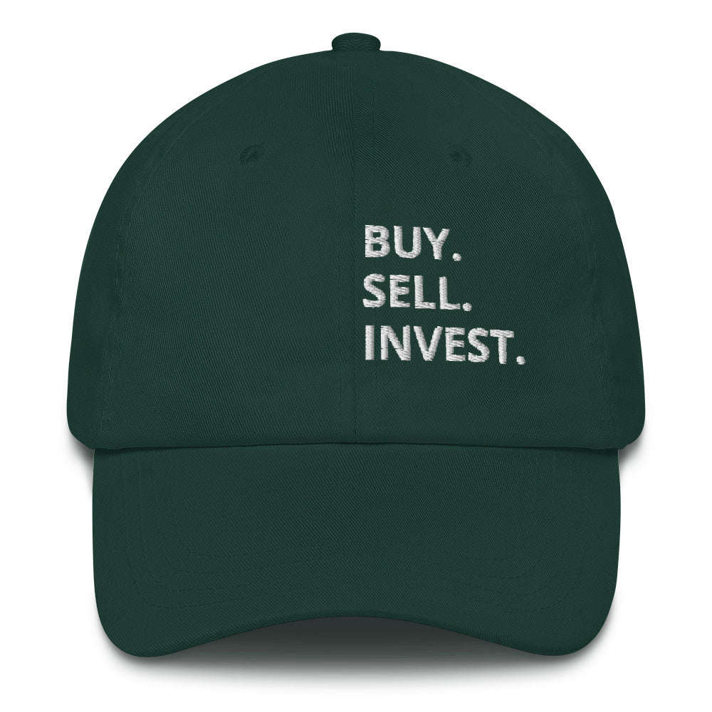 Buy. Sell. Invest. Vertical Dad Hat - Adjustable Low Profile Cap
