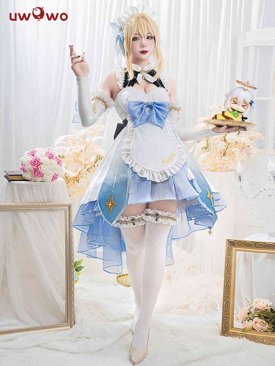 UWOWO Traveler Lumine Cosplay Maid Costume - Genshin Impact Lumine Maid Dress Halloween Costume