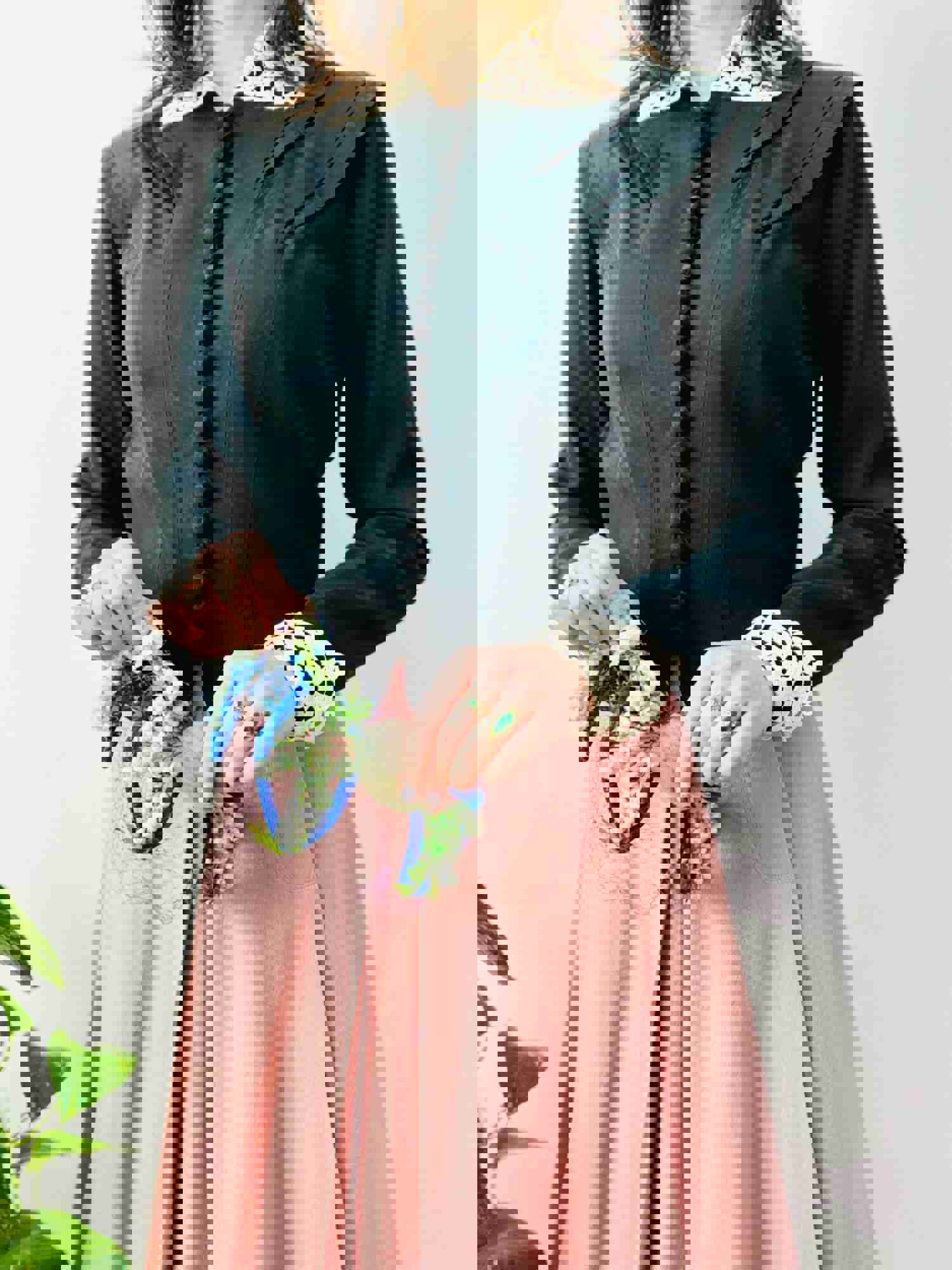 Vintage 1930s Black Lace Jacket with French Buttons