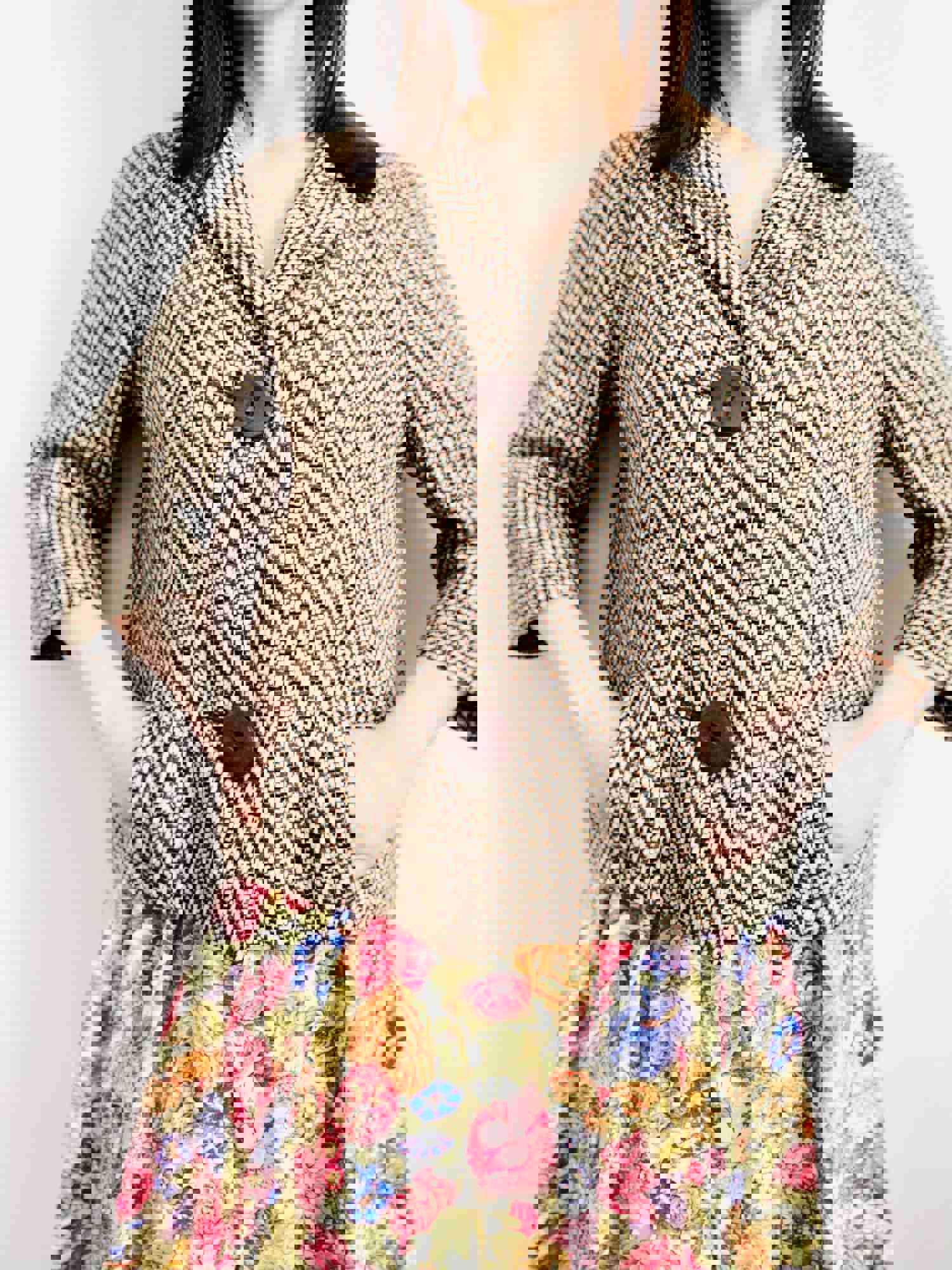 Vintage 1940s Tweed Jacket with Velvet Collar and Large Buttons