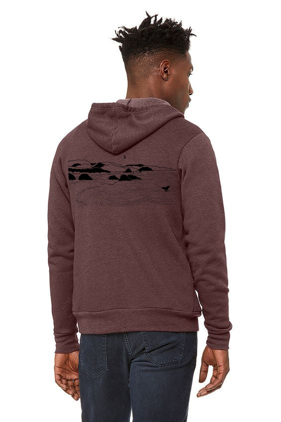 Whales Tail Heather Maroon Ultra Soft Sponge Zip Up Hoodie