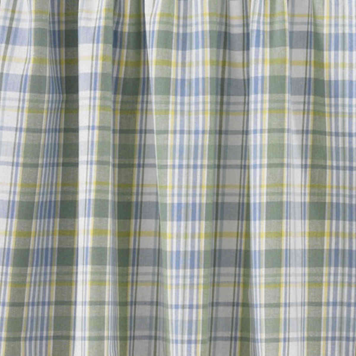 Sarasota Curtains Unlined Plaid Valances, Tiers, and Shower Curtain
