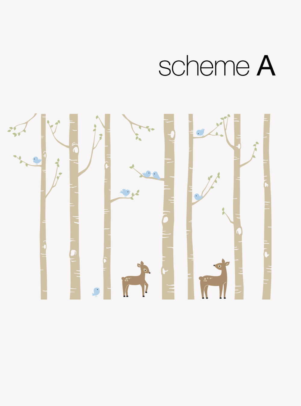 Birch Tree with Bird and Deer Wall Decal - Nature-Themed Nursery Decor