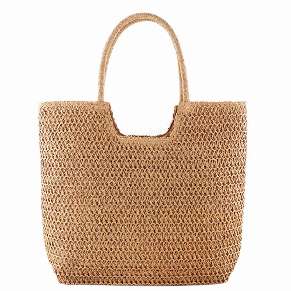Lkblock Fashion Rattan Women Shoulder Bags - Straw Woven Casual Tote for Summer & Beach