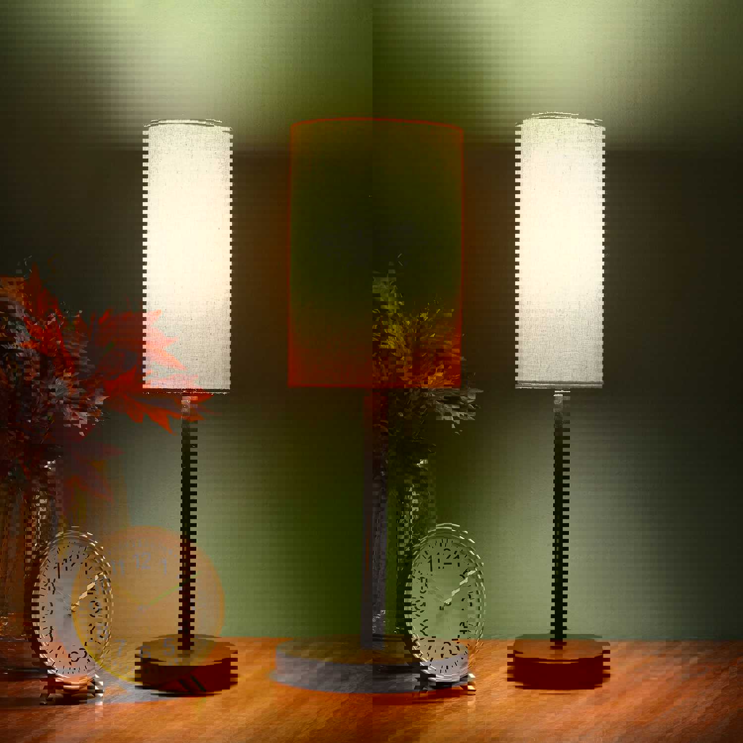 BTR CRAFTS Raven Black Metal Table Lamp with Cylinder Lampshade