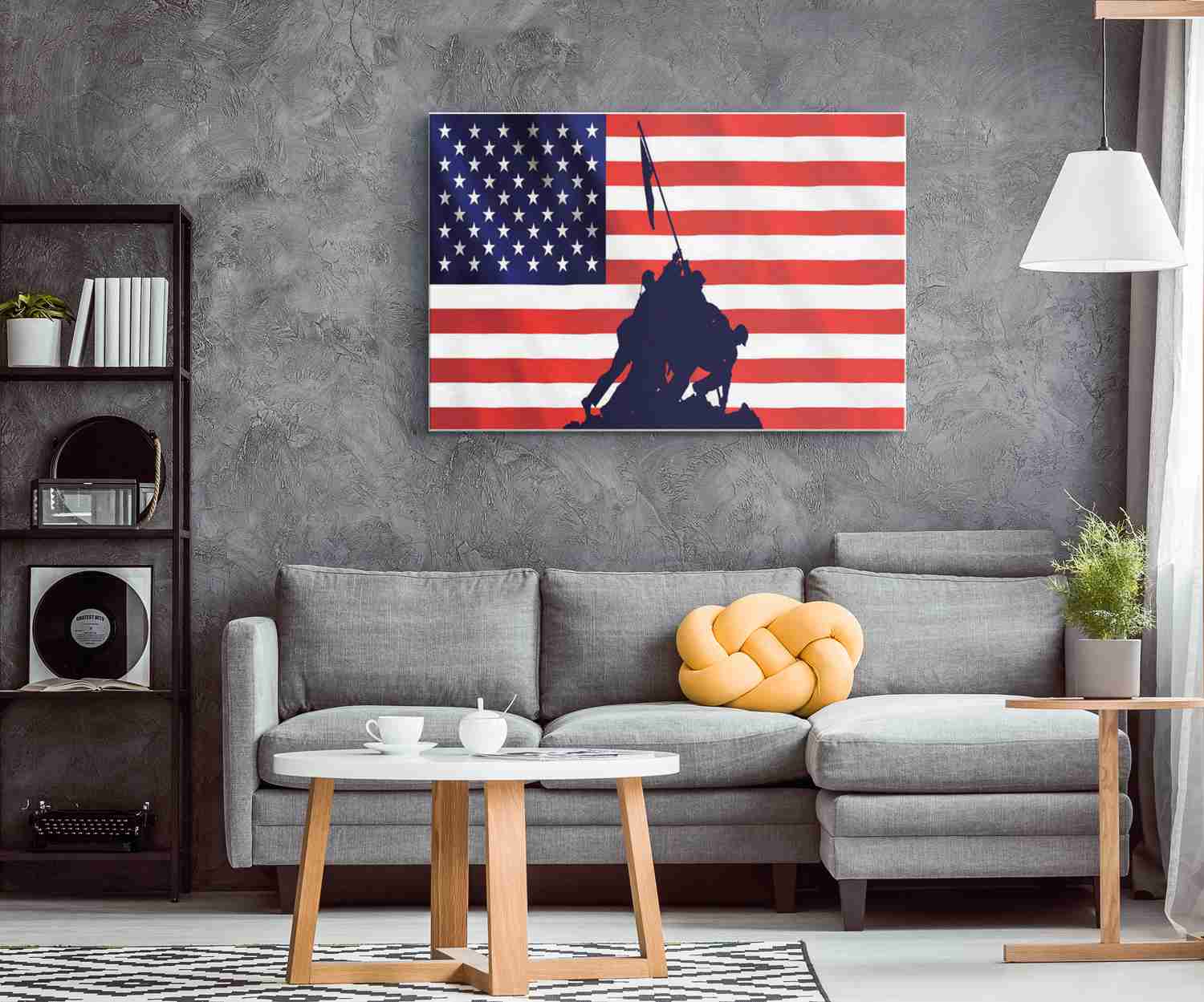 Raising The Flag At Iwo Jima - Premium Canvas Art Print