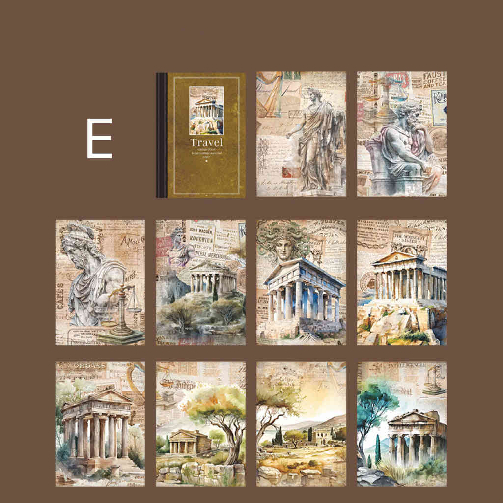 Global Travel Retro Scrapbook Paper - 30pcs Pack with 10 Unique Designs