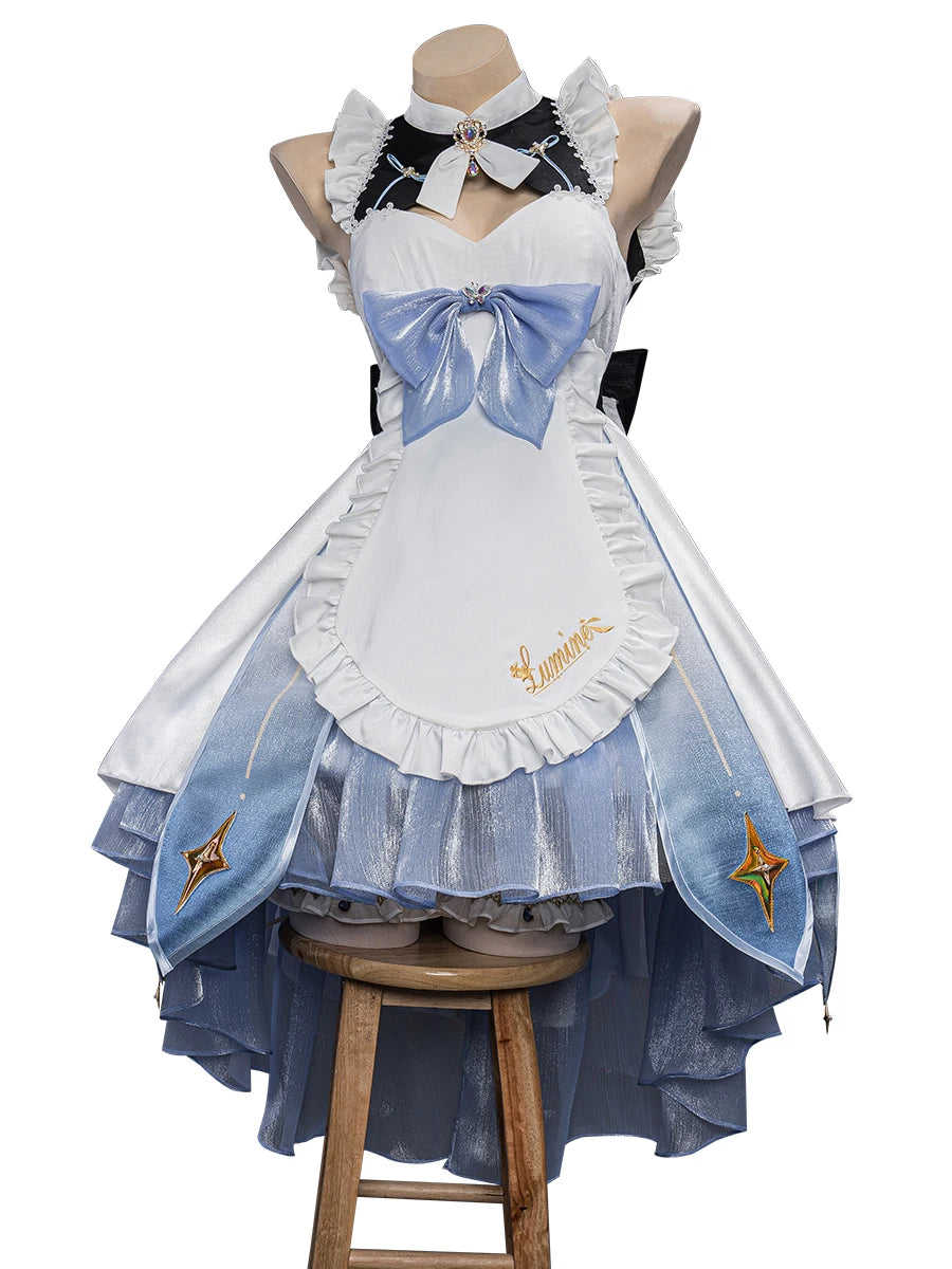 UWOWO Traveler Lumine Cosplay Maid Costume - Genshin Impact Lumine Maid Dress Halloween Costume
