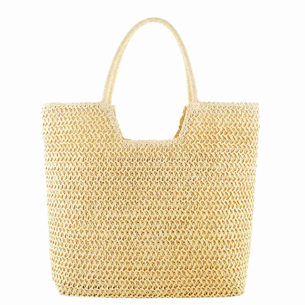 Lkblock Fashion Rattan Women Shoulder Bags - Straw Woven Casual Tote for Summer & Beach